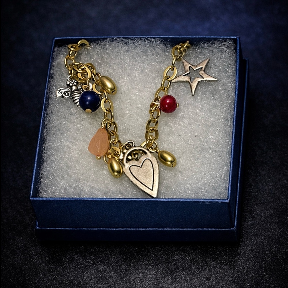 NWT Chico's 18”-21” Gold Necklace with Heart and Star Charms - Picture 2 of 6